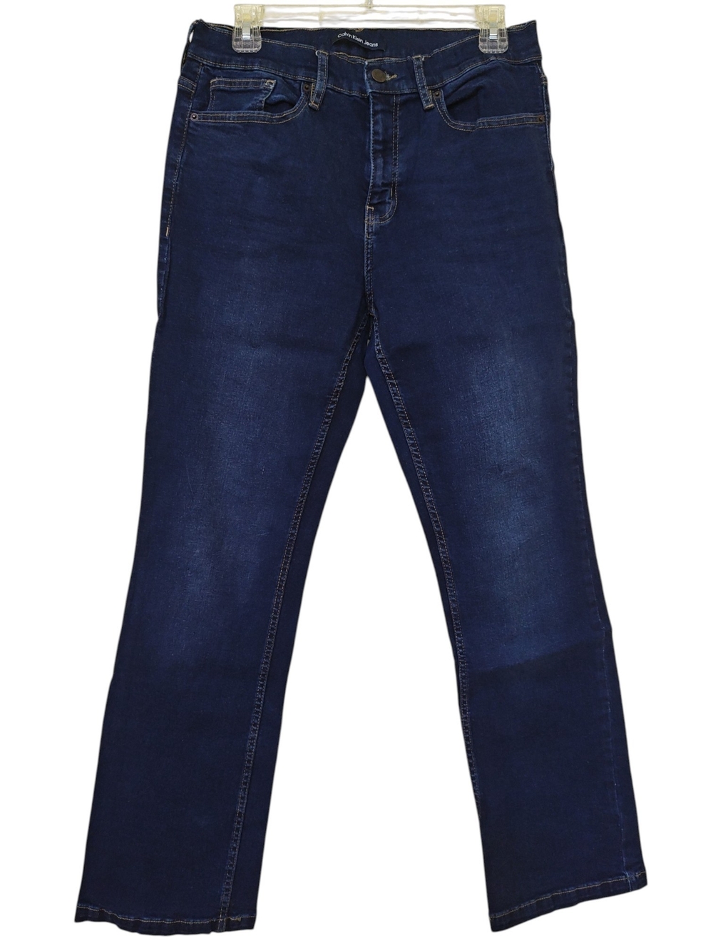 Calvin Klein Jeans High Rise Demi Boot Women's Sz 10/30 Dark Wash Stretch Denim
